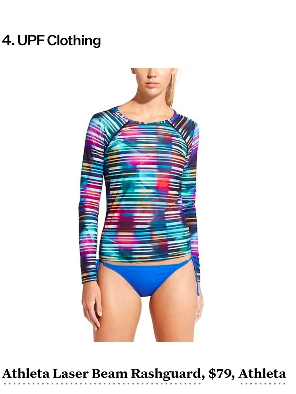 Athleta Laser Beam Rash Guard XL NWT UPF 50+ Swim Surf Top Multicolor